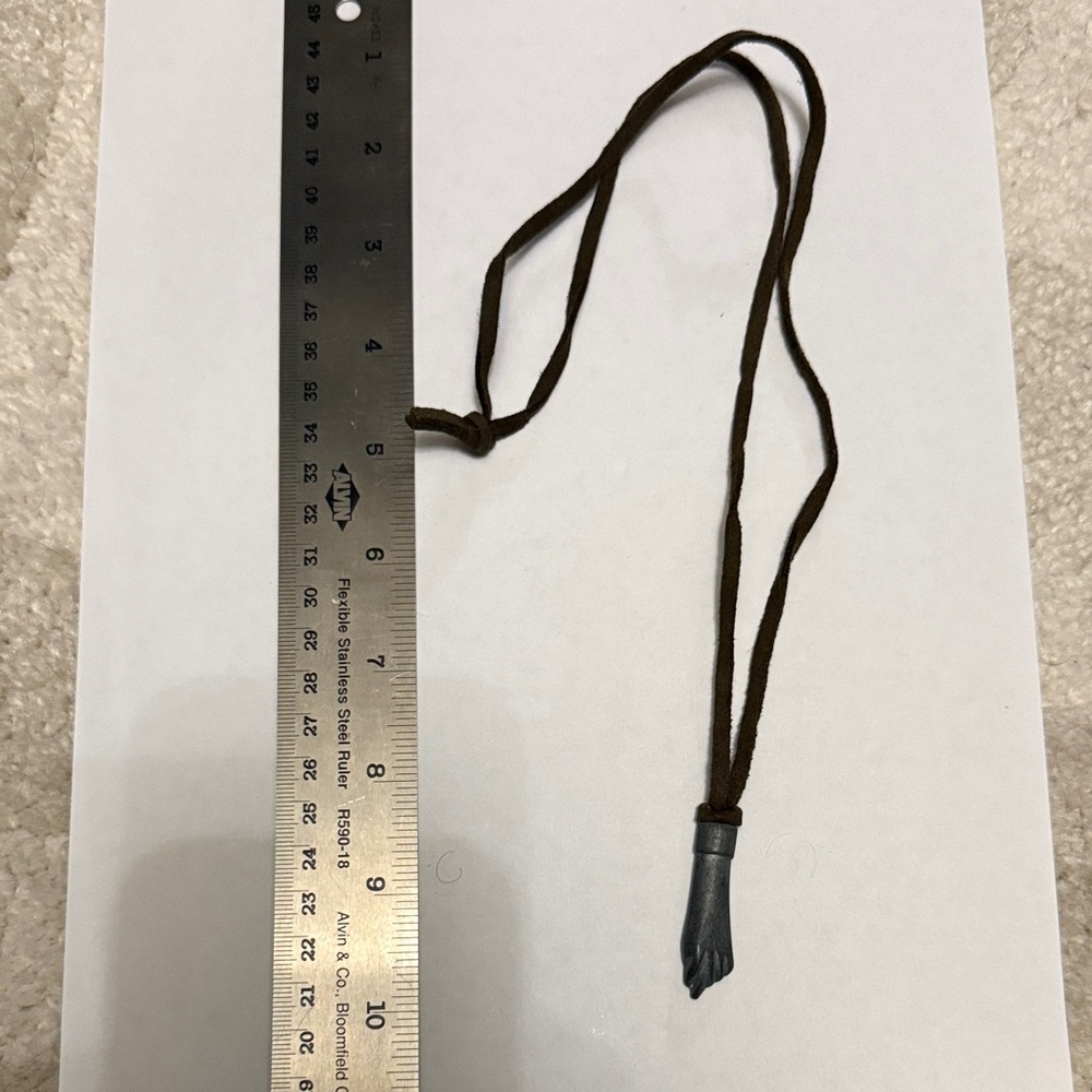 Men's Brown Cord Necklace with Silver-Tone FIST Pendant